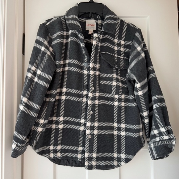 Girls size M 7/8 | Cat & Jack | Kids Plaid Button Down jacket | thicker shirt - Picture 1 of 4